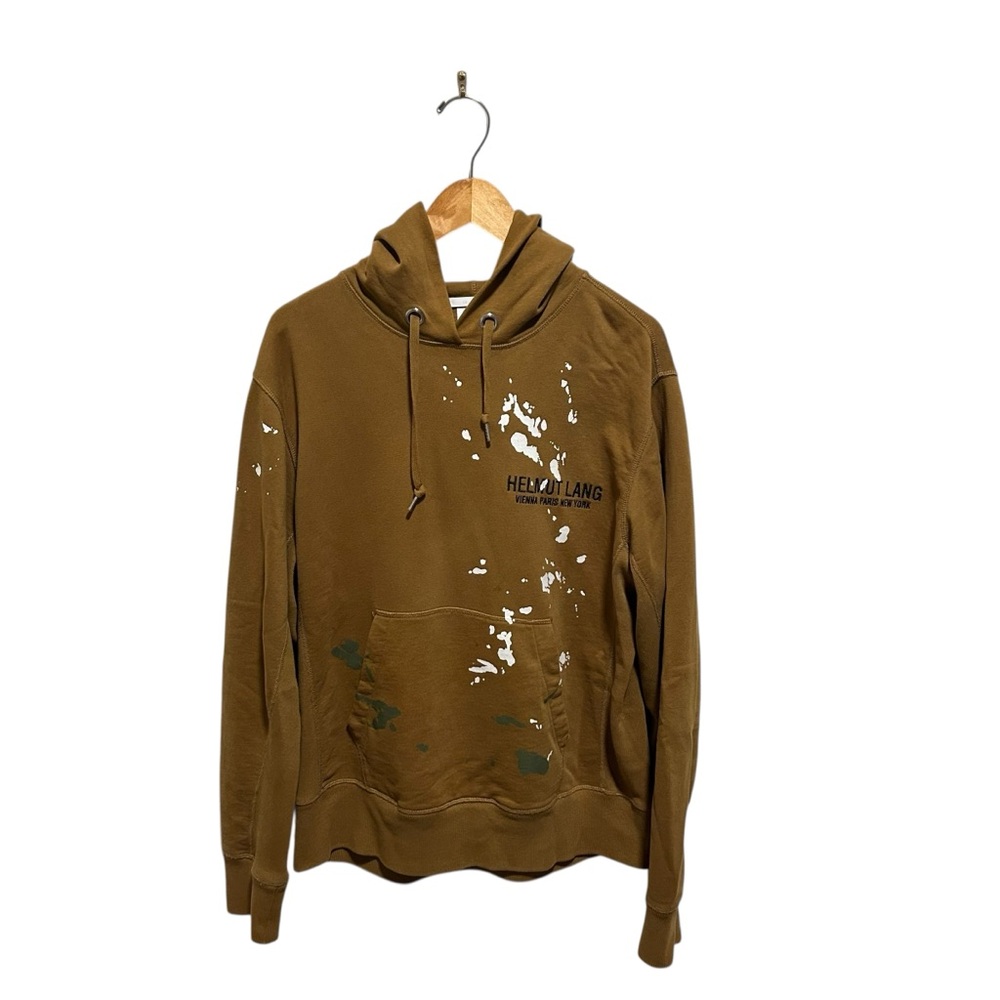 Helmut lang paint splatter Spellout logo pullover hoodie